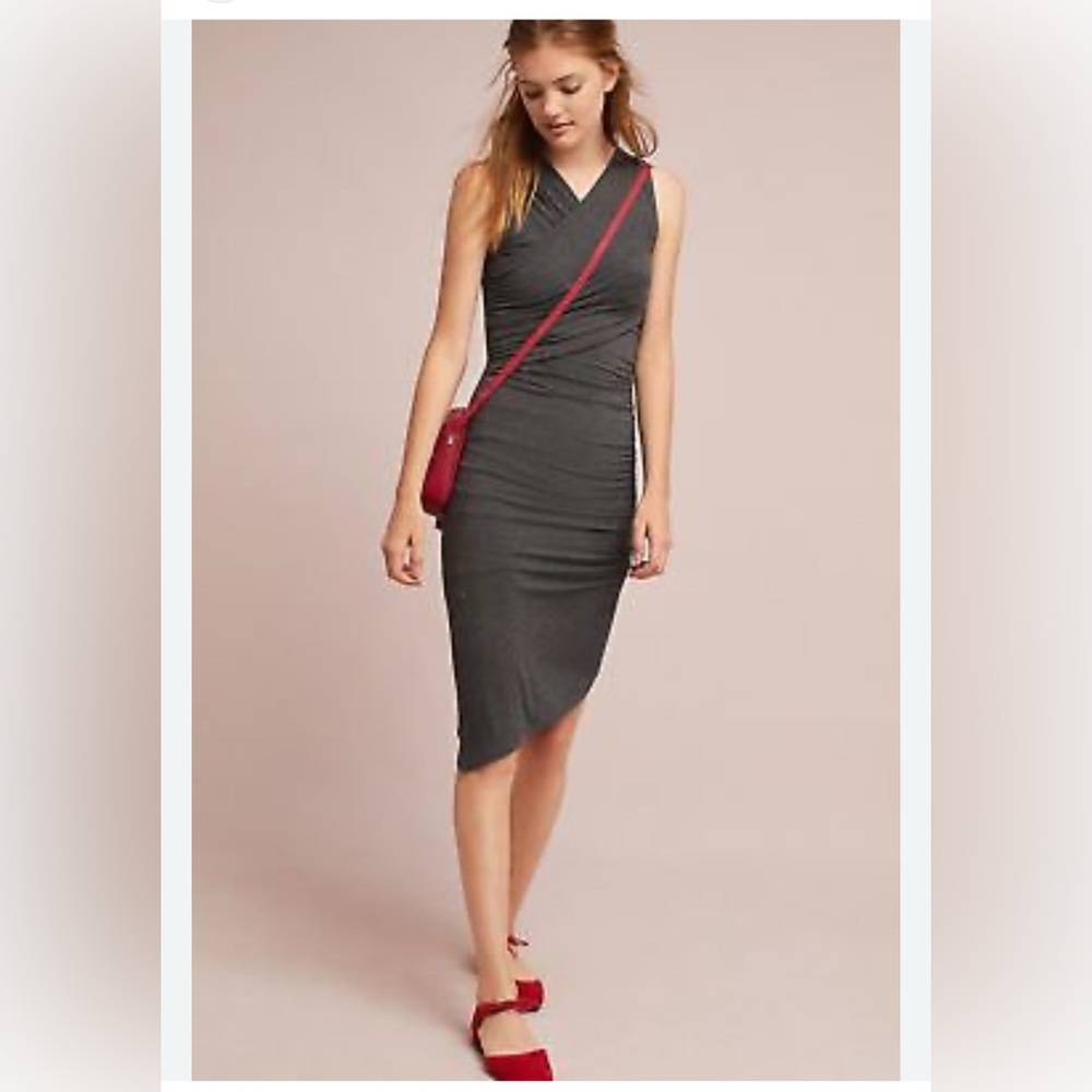 Moulinette Soeurs for Anthropology Elegant Charcoal Wrap Dress SzM